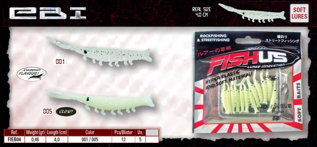 Fishus Ebi LRF Soft Lure Lures 1 Fishus Ebi LRF Soft Lure Lures